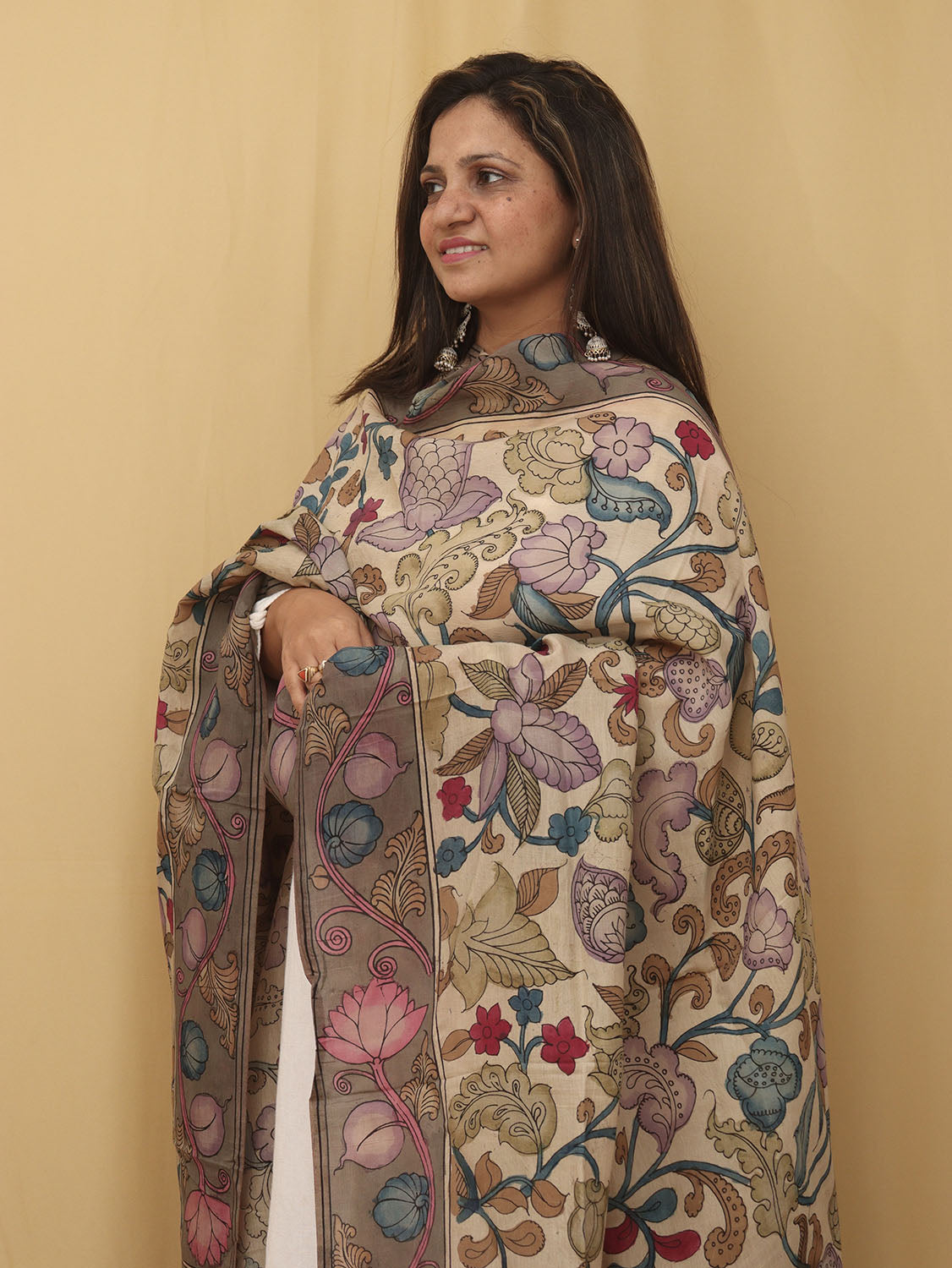 Stylish Multicolor Kalamkari Pure Silk Dupatta for Fashionable Look