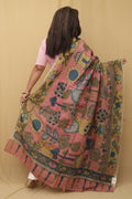 Stunning Pink Pen Kalamkari Pure Silk Dupatta - Perfect Accessory! - Luxurion World