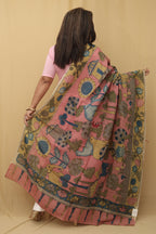 Stunning Pink Pen Kalamkari Pure Silk Dupatta - Perfect Accessory! - Luxurion World