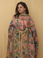 Stunning Pink Pen Kalamkari Pure Silk Dupatta - Perfect Accessory! - Luxurion World
