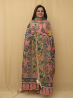 Stunning Pink Pen Kalamkari Pure Silk Dupatta - Perfect Accessory! - Luxurion World