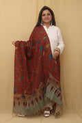 Stunning Red Pen Kalamkari Pure Silk Dupatta for Elegant Style - Luxurion World
