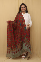 Stunning Red Pen Kalamkari Pure Silk Dupatta for Elegant Style - Luxurion World