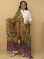 Stunning Yellow Pen Kalamkari Pure Silk Dupatta - Perfect for Any Occasion - Luxurion World