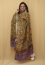 Stunning Yellow Pen Kalamkari Pure Silk Dupatta - Perfect for Any Occasion - Luxurion World