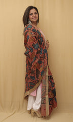Stunning Red Pen Kalamkari Pure Silk Dupatta - Perfect for Any Occasion! - Luxurion World