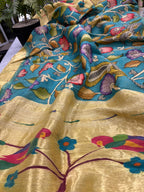 Multicolor Handloom Paithani With Kalamkari Pure Silk Dupatta