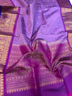Exquisite Purple Kanjeevaram Pure Silk Handloom Dupatta With Contrast Border - Luxurion World