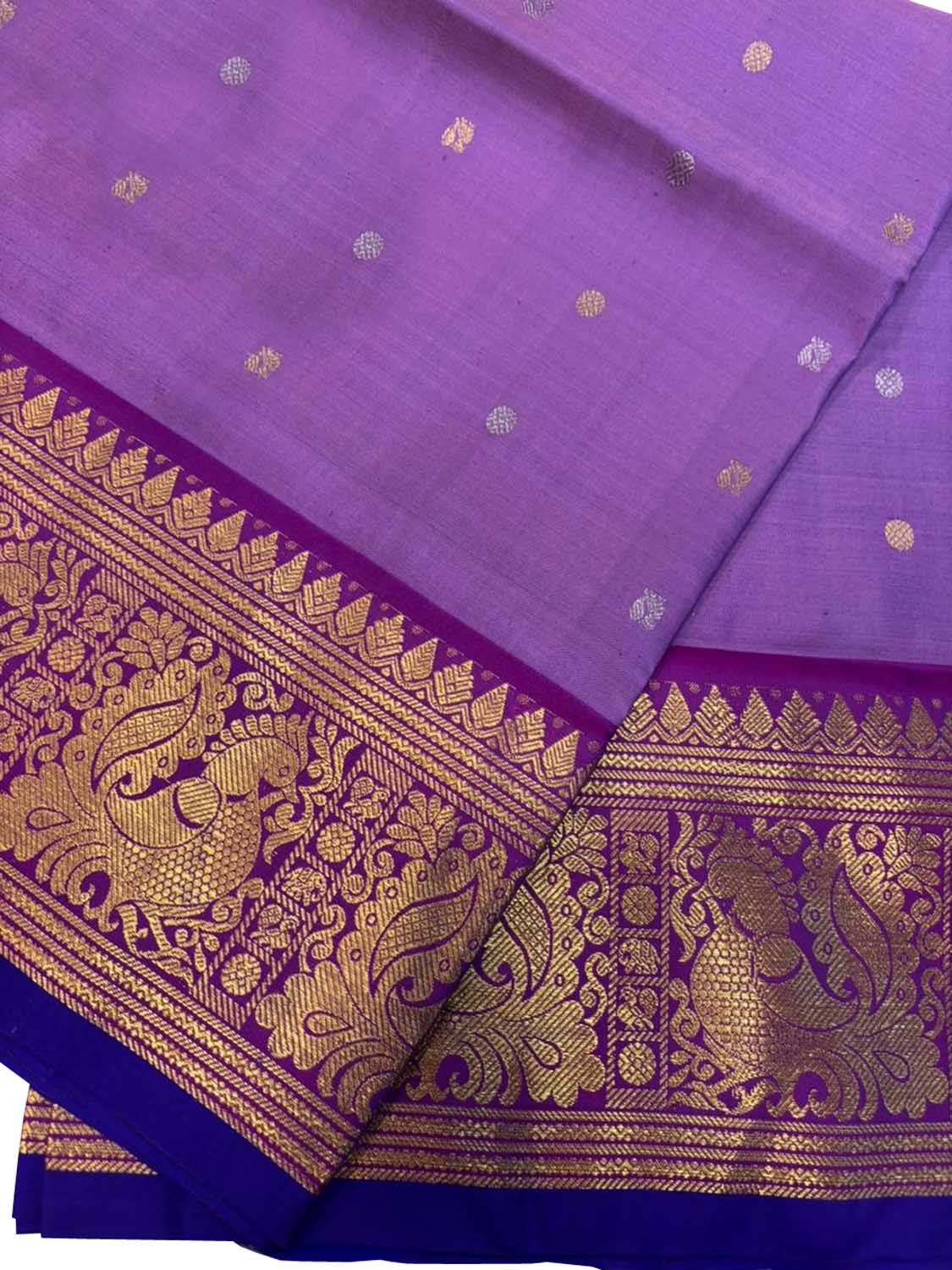 Exquisite Purple Kanjeevaram Pure Silk Handloom Dupatta With Contrast Border - Luxurion World