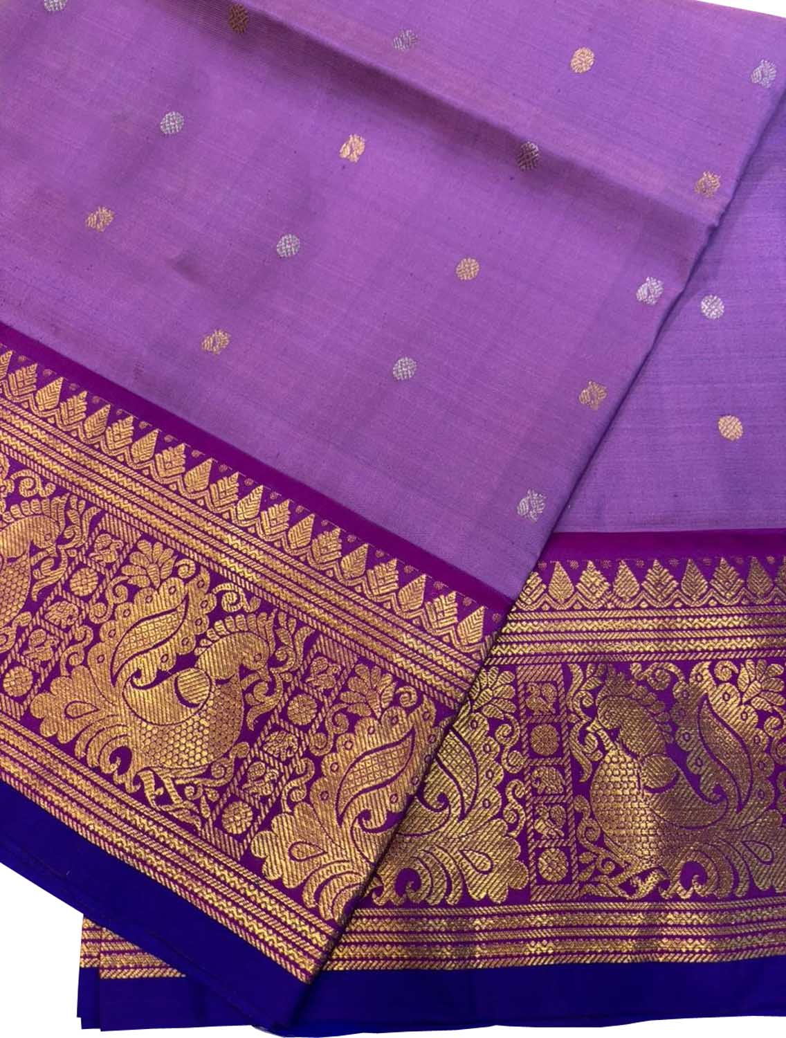 Exquisite Purple Kanjeevaram Pure Silk Handloom Dupatta With Contrast Border - Luxurion World