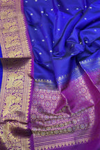 Blue Kanjeevaram Pure Silk Handloom Dupatta With Contrast Border - Luxurion World