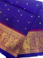 Blue Kanjeevaram Pure Silk Handloom Dupatta With Contrast Border - Luxurion World