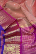 Orange Kanjeevaram Pure Silk Handloom Dupatta With Contrast Border - Luxurion World