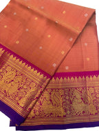 Orange Kanjeevaram Pure Silk Handloom Dupatta With Contrast Border - Luxurion World