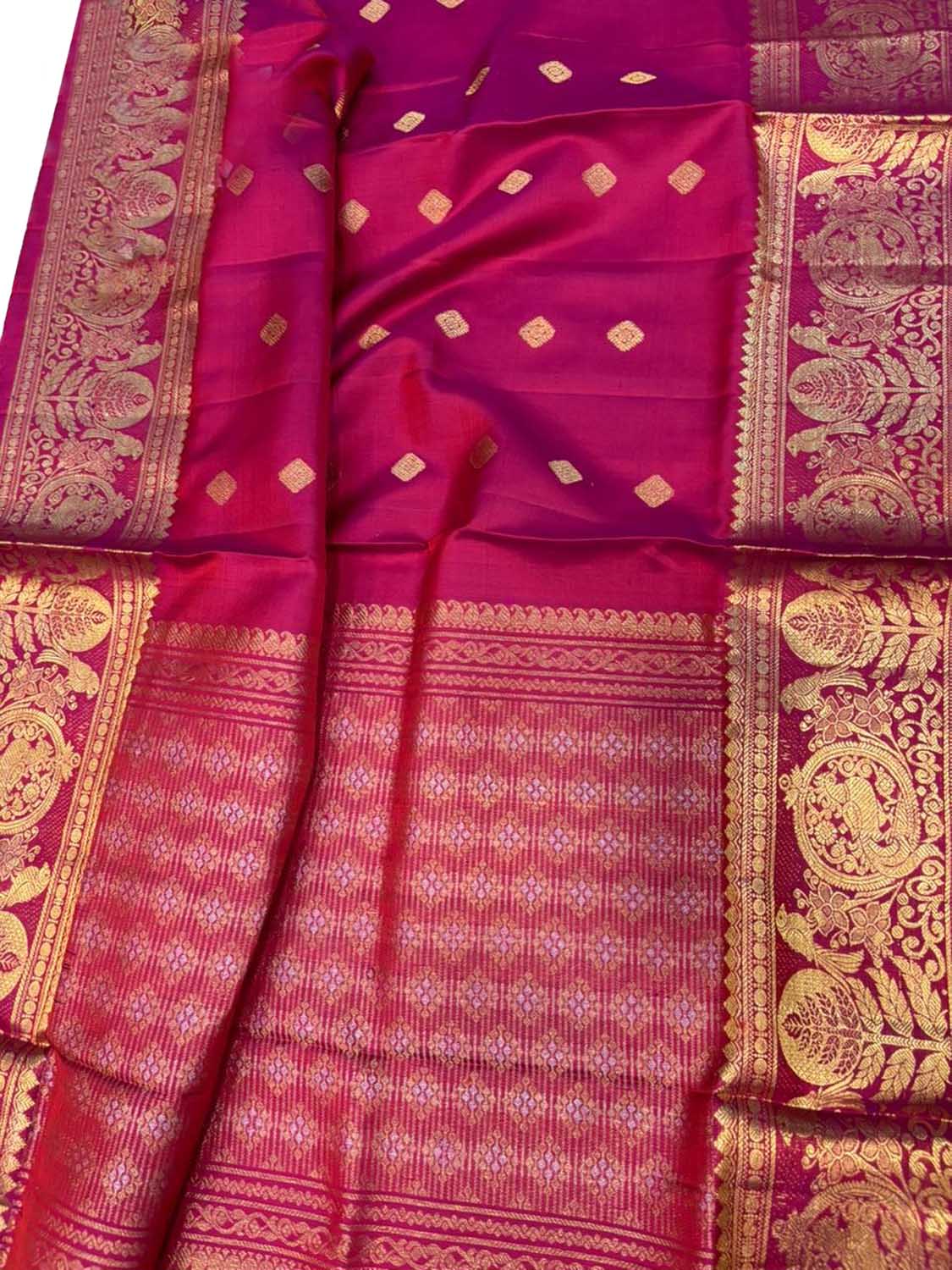 Pink Pure Kanjeevaram Silk Handloom Dupatta With Contrast Border - Luxurion World- Crafted Heirlooms