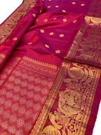 Pink Pure Kanjeevaram Silk Handloom Dupatta With Contrast Border - Luxurion World- Crafted Heirlooms