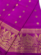 Purple Pure Kanjeevaram Silk Handloom Dupatta With Contrast Border - Luxurion World- Crafted Heirlooms