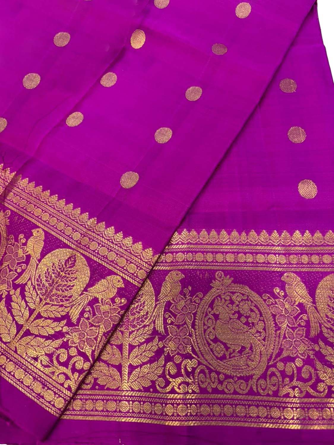 Purple Pure Kanjeevaram Silk Handloom Dupatta With Contrast Border - Luxurion World- Crafted Heirlooms