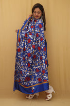 Stunning Blue Kantha Silk Dupatta with Hand Embroidery - Luxurion World