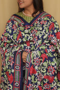 Blue Kantha Bangalore Silk Hand Embroidered Dupatta - Luxurion World