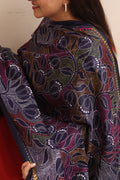 Blue Hand Embroidered Kantha Pure Bangalore Silk Dupatta - Luxurion World