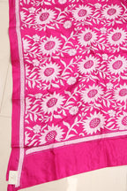 Pink Hand Embroidered Kantha Pure Bangalore Silk Dupatta - Luxurion World