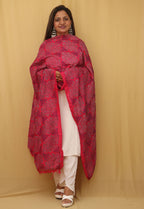 Stunning Pink Kantha Silk Dupatta with Hand Embroidery - Perfect for Any Occasion! - Luxurion World