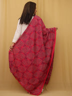 Stunning Pink Kantha Silk Dupatta with Hand Embroidery - Perfect for Any Occasion! - Luxurion World