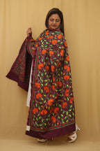 Exquisite Purple Kantha Silk Dupatta with Hand Embroidery - Luxurion World