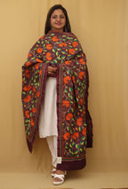 Exquisite Purple Kantha Silk Dupatta with Hand Embroidery - Luxurion World