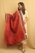 Multicolor Hand Embroidered Kantha Pure Silk Reversible Dupatta - Luxurion World