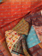 Multicolor Hand Embroidered Kantha Pure Silk Reversible Dupatta - Luxurion World