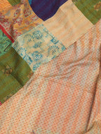 Multicolor Hand Embroidered Kantha Pure Silk Reversible Dupatta - Luxurion World
