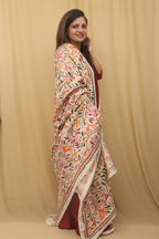 Pastel Kantha Silk Dupatta: Hand-Embroidered Elegance - Luxurion World