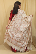 Vibrant Multicolor Hand Embroidered Kantha Pure Tussar Silk Dupatta - Luxurion World