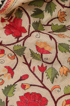 Vibrant Multicolor Hand Embroidered Kantha Tussar Silk Dupatta - Luxurion World