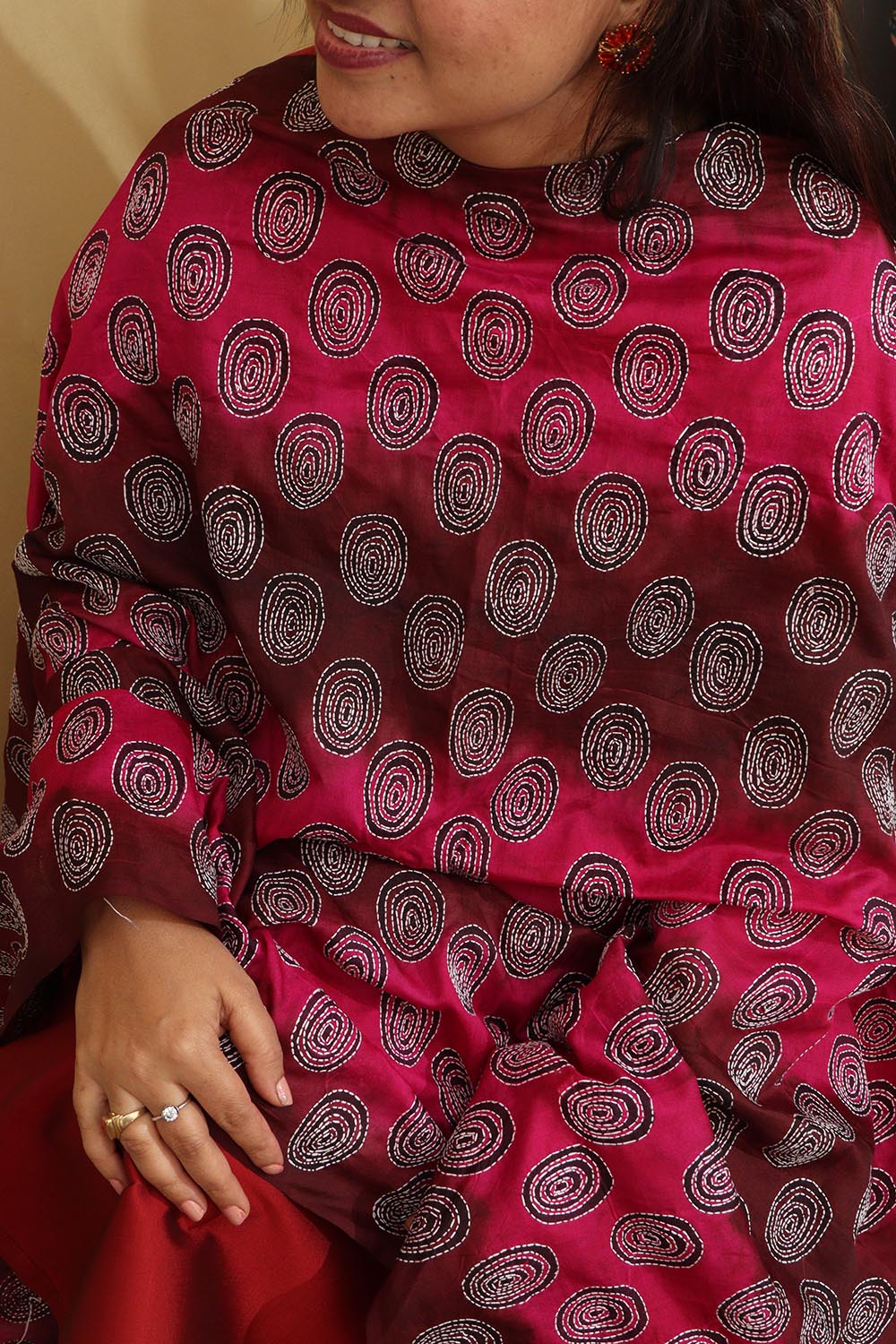 Multicolor Hand Embroidered Kantha Block Printed Pure Tussar Silk Dupatta - Luxurion World