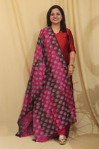Multicolor Hand Embroidered Kantha Block Printed Pure Tussar Silk Dupatta - Luxurion World