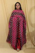 Multicolor Hand Embroidered Kantha Block Printed Pure Tussar Silk Dupatta - Luxurion World