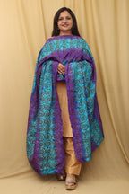 Multicolor Hand Embroidered Kantha Block Printed Pure Tussar Silk Dupatta - Luxurion World