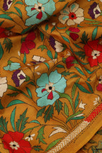 Vibrant Multicolor Hand Embroidered Kantha Pure Bangalore Silk Dupatta - Luxurion World