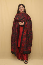 Hand-Embroidered Kantha Silk Dupatta with Warli Design - Luxurion World