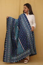 Stunning Blue Kantha Silk Dupatta with Hand Embroidery - Luxurion World
