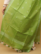 Green Bhagalpur Handloom Linen Cotton Dupatta - Luxurion World