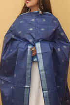 Blue Bhagalpur Handloom Linen Cotton Dupatta - Luxurion World