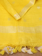 Yellow Bhagalpur Handloom Linen Cotton Dupatta - Luxurion World