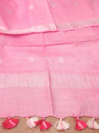 Pink Bhagalpur Handloom Linen Cotton Dupatta - Luxurion World