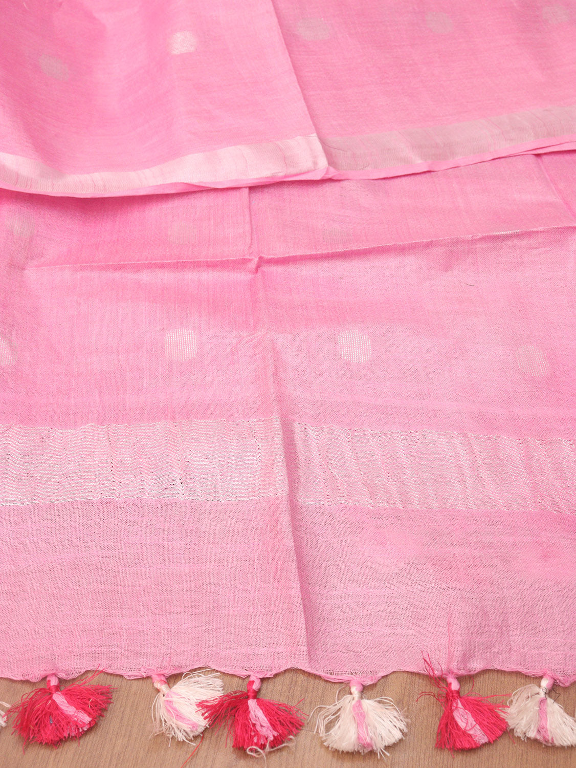 Pink Bhagalpur Handloom Linen Cotton Dupatta - Luxurion World
