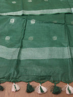 Green Bhagalpur Handloom Linen Cotton Dupatta - Luxurion World