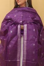 Purple Bhagalpur Handloom Linen Cotton Dupatta - Luxurion World